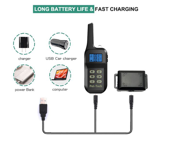 2 in 1 bark & remote training collar with long battery life & fast charging
