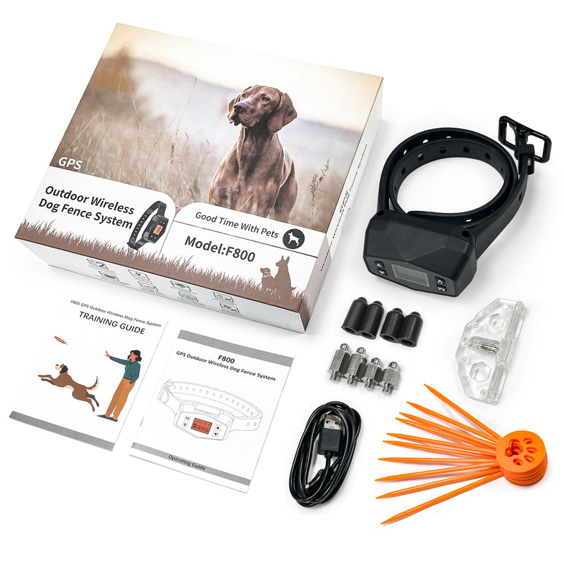pet tech's f800 outdoor wireless dog fence system package inclusions